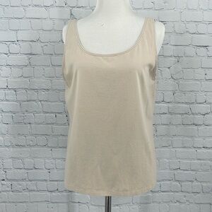 Eileen Fisher Basic Simple Minimalist Beige Neutral L Capsule Wardrobe Tank Top